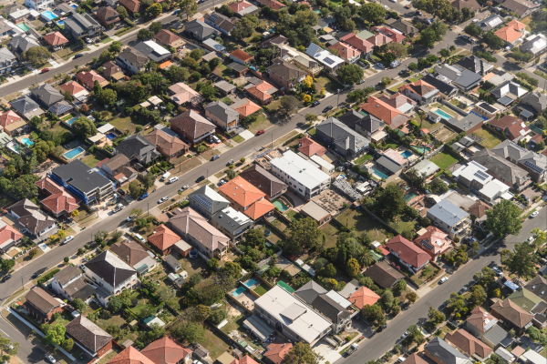 aerial shot of sydney homes